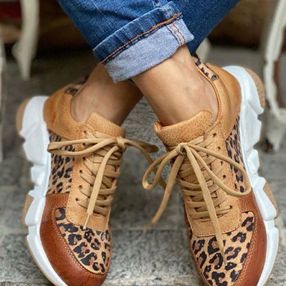 Lenora - Lässige Vulkanisierte Leoparden-sneakers Mit Dicker Sohle