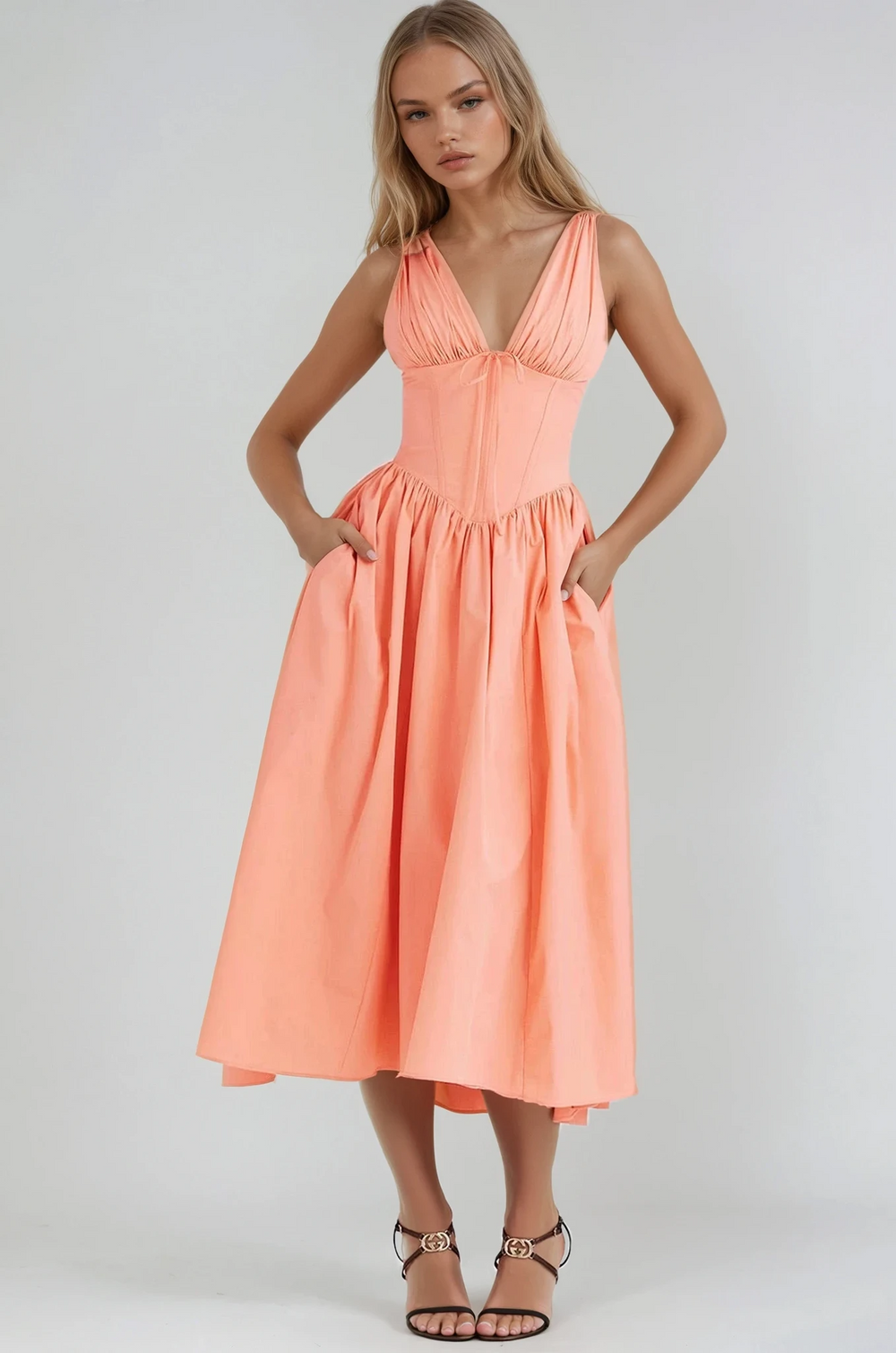 Damen Blumen Bedrucktes Hochzeitsgast Kleid | Midi