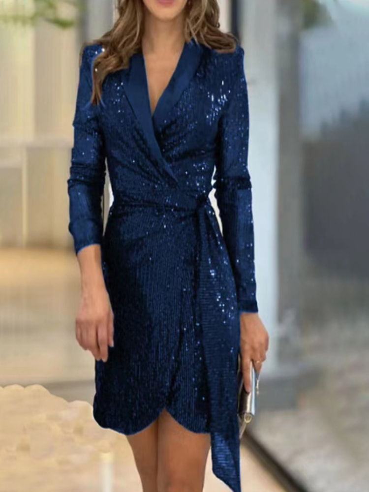 Langarm Blazer Paillettenkleid Für Damen | Mini