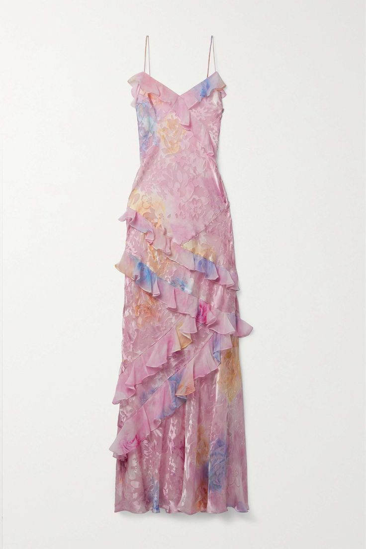 Damen Elegantes Pastellfarbenes Rüschen-Hochzeitsgastkleid | Maxi