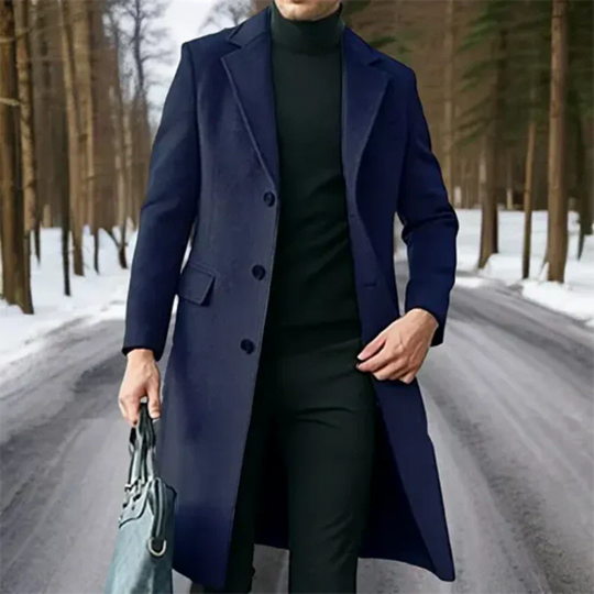 Klassischer Warmer Herren-Trenchcoat  | Lang