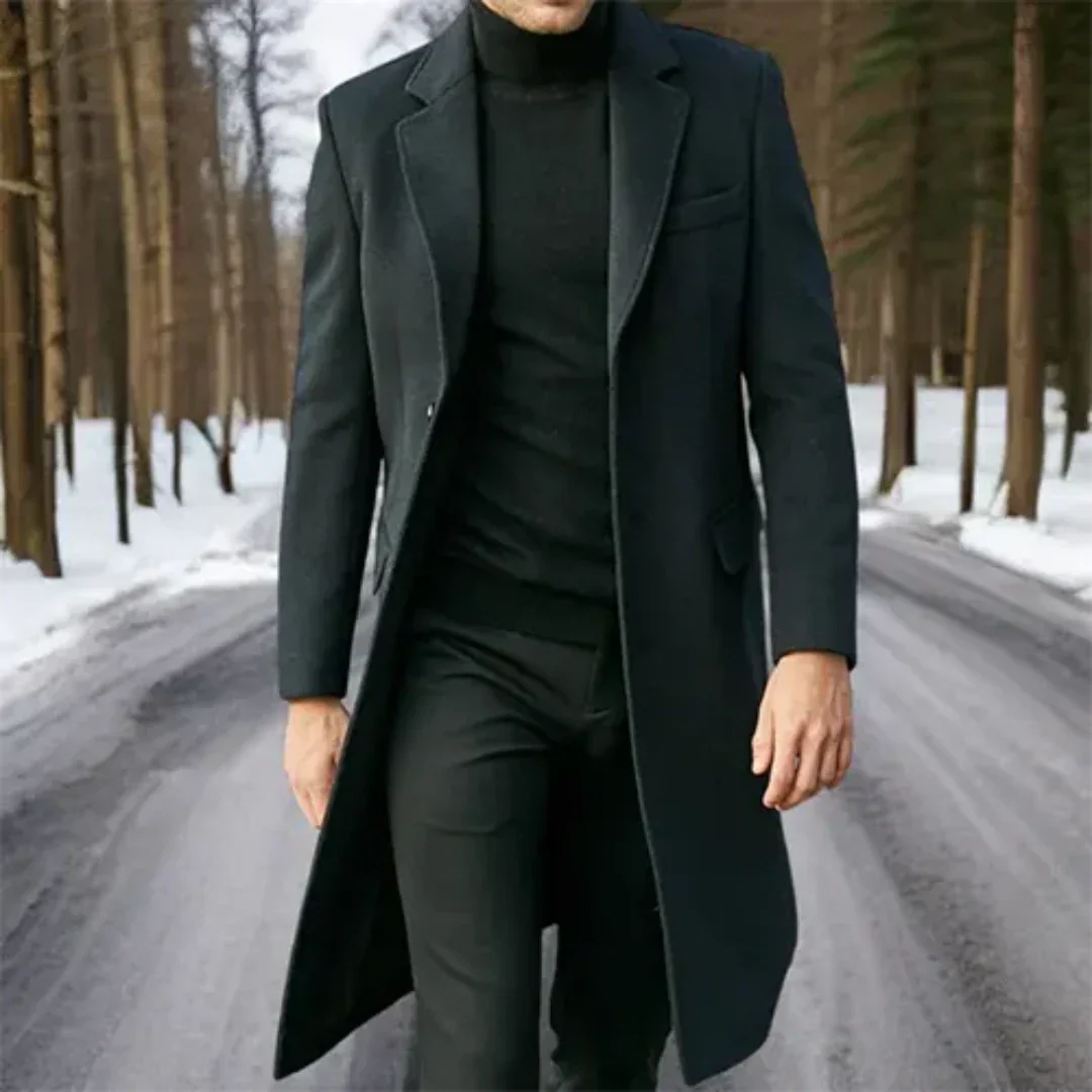 Klassischer Warmer Herren-Trenchcoat  | Lang