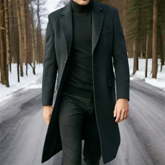 Klassischer Warmer Herren-Trenchcoat  | Lang