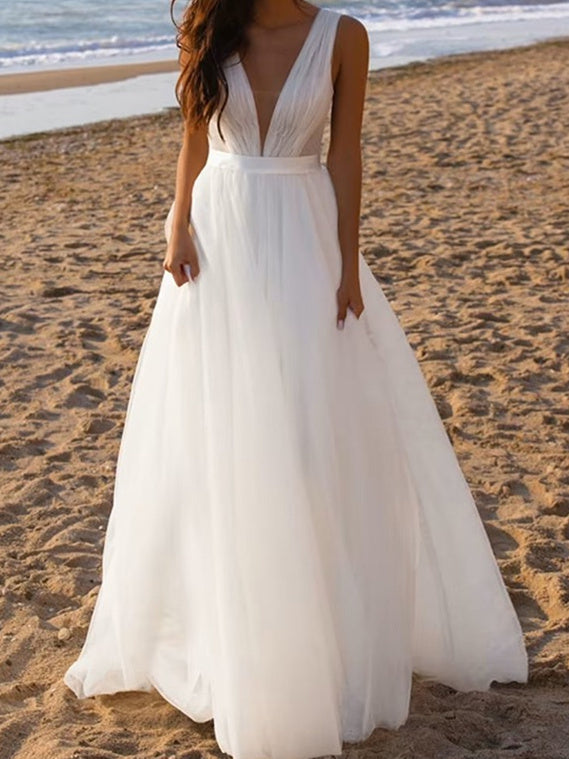 Weißes Brautkleid für Damen | Strand