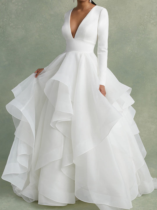 Weißes Brautkleid Für Damen Mit Lagenlook | Maxi