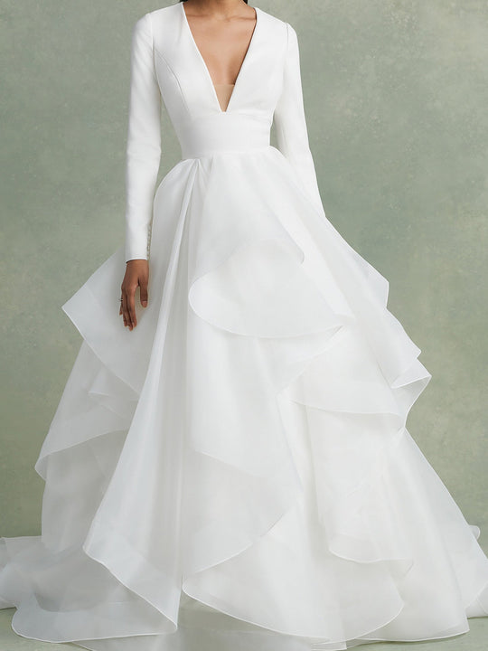 Weißes Brautkleid Für Damen Mit Lagenlook | Maxi