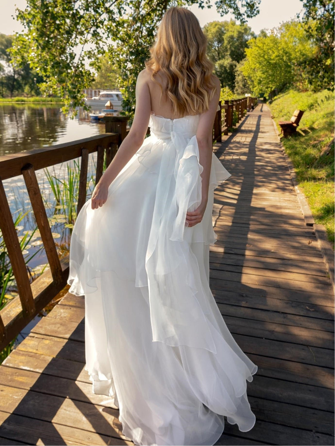 Weißes Brautkleid Mit Rüschen Für Damen | Maxi
