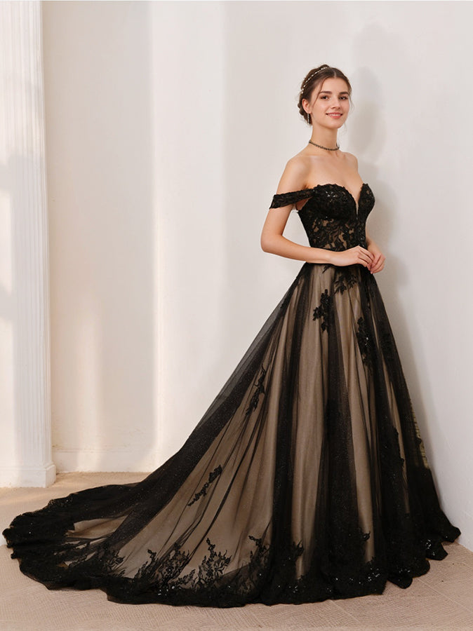 Damen Schulterfrei Brautkleid | Maxi