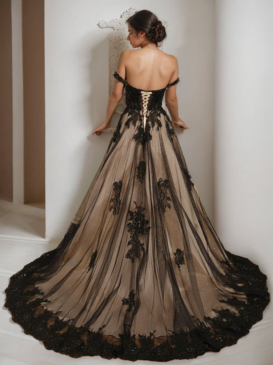 Damen Schulterfrei Brautkleid | Maxi