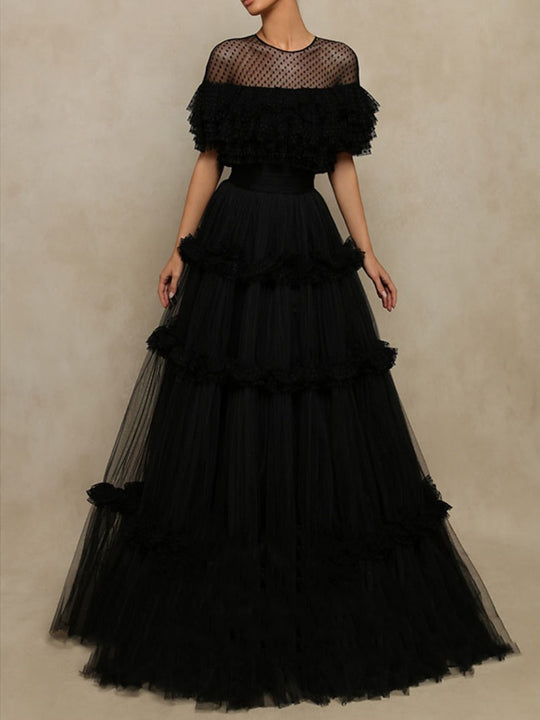 Damen Schwarz A-Linie Ballkleid | Maxi