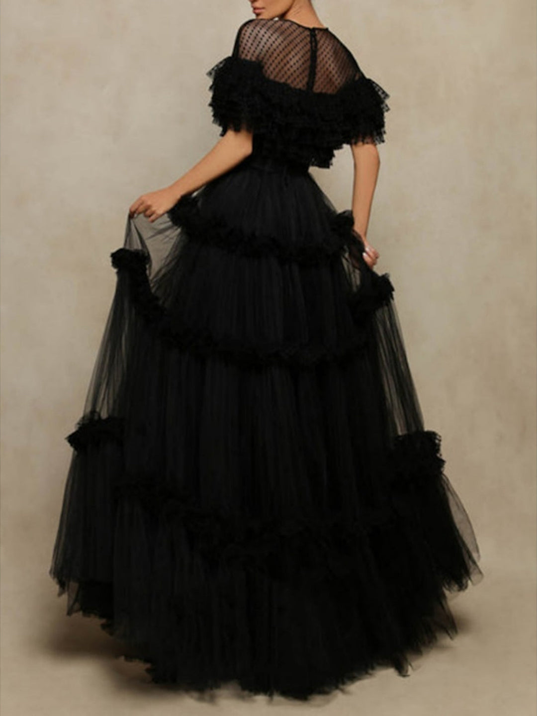 Damen Schwarz A-Linie Ballkleid | Maxi