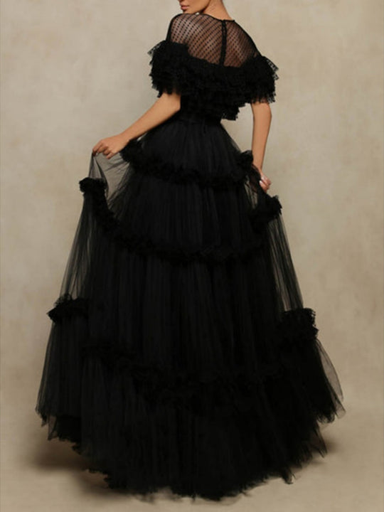 Damen Schwarz A-Linie Ballkleid | Maxi