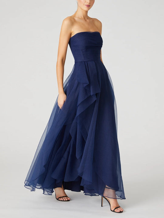 Trägerloses A-Linien-Ballkleid für Damen | Midi