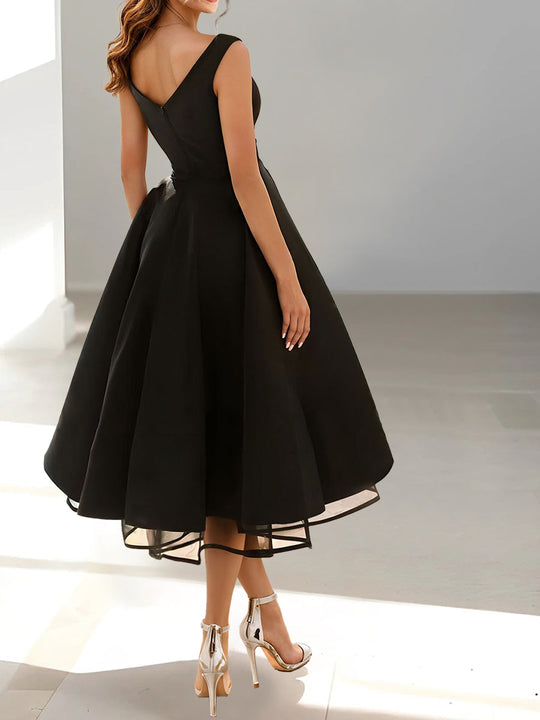 Ärmelloses Ballkleid Mit V Ausschnitt Für Damen | Midi