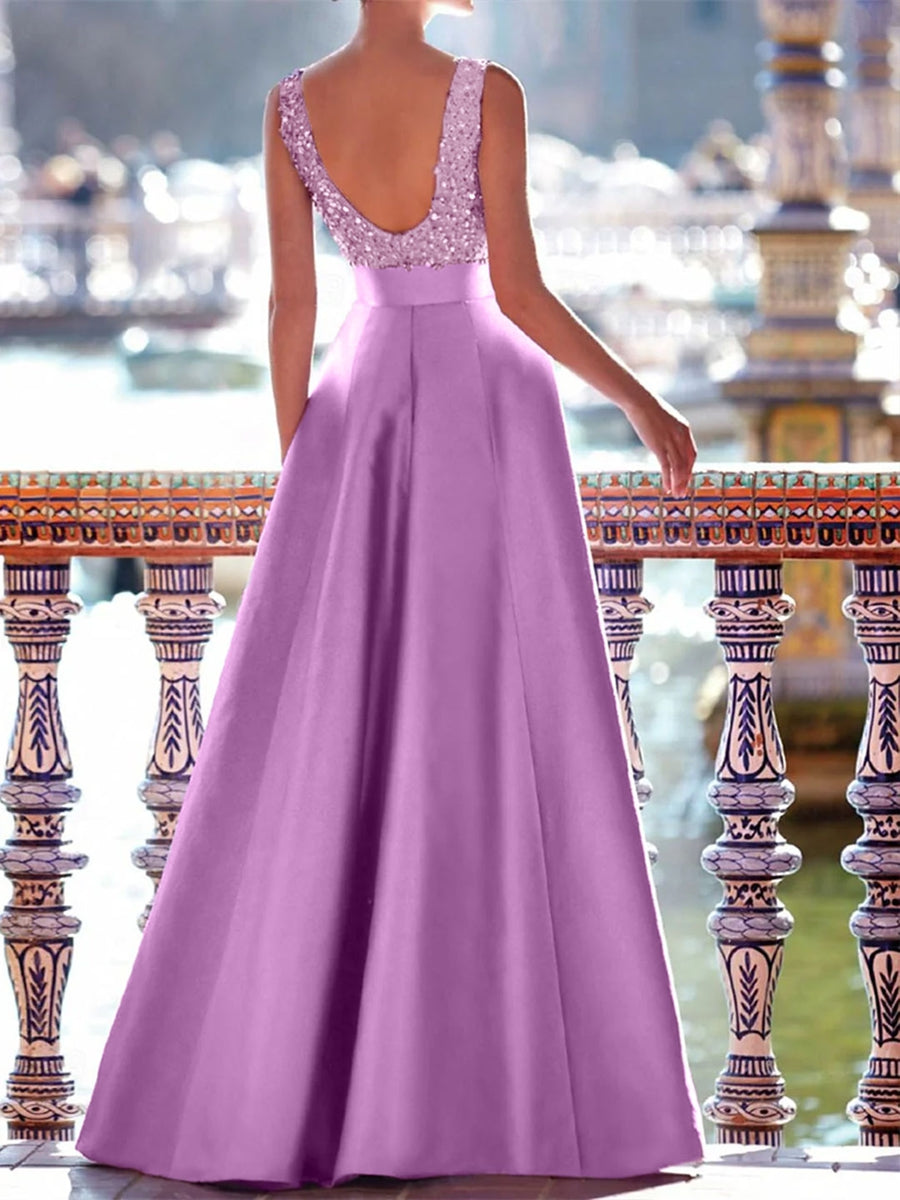 Ärmelloses Paillettenkleid Mit V Ausschnitt Für Damen | Maxi