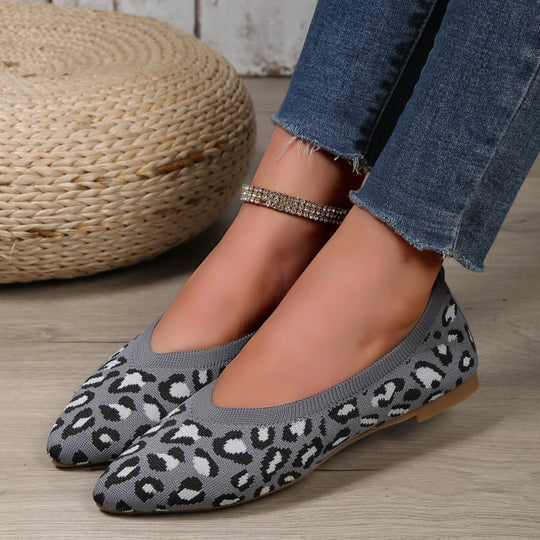 Damen Leopard Ballerinas – Spitze Slip-On Leichte Flats