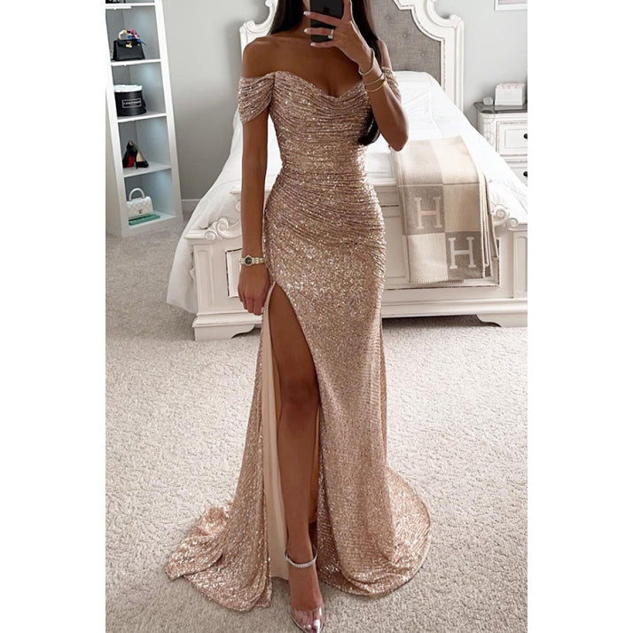 Elegantes Schulterfreies Ballkleid Für Damen | Maxi