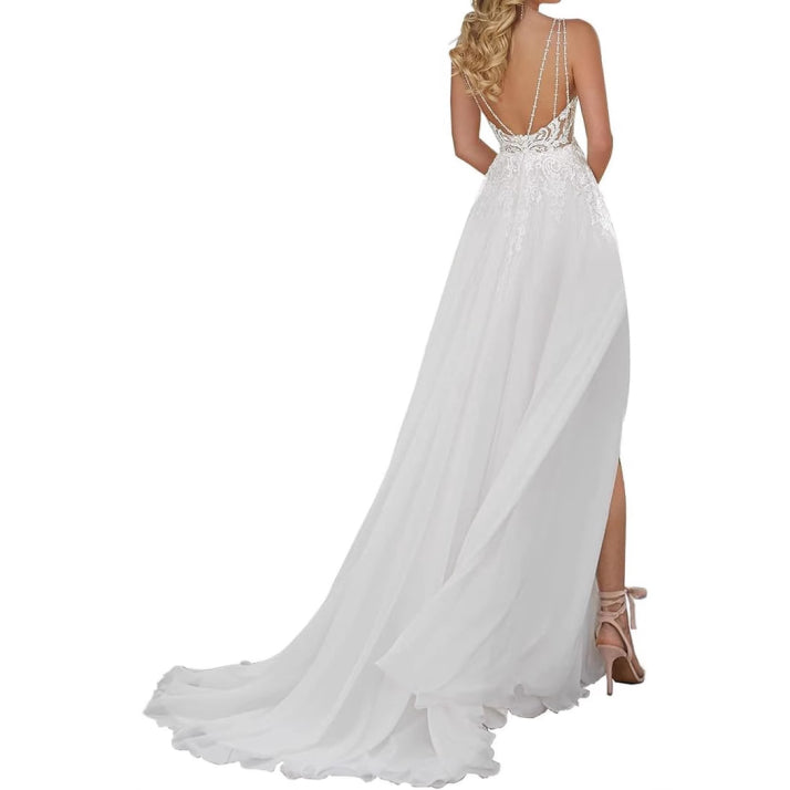 Weißes Brautkleid Mit V Ausschnitt Für Damen | Maxi