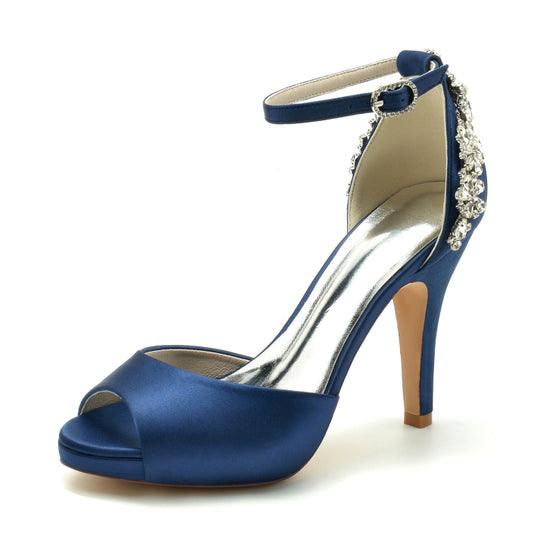 Damen Peep Zehe Braut Hochzeit Gast High Heels | Knöchelriemen
