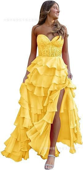 Damen Ballkleid In Rosa Mit Lagenlook | Maxi