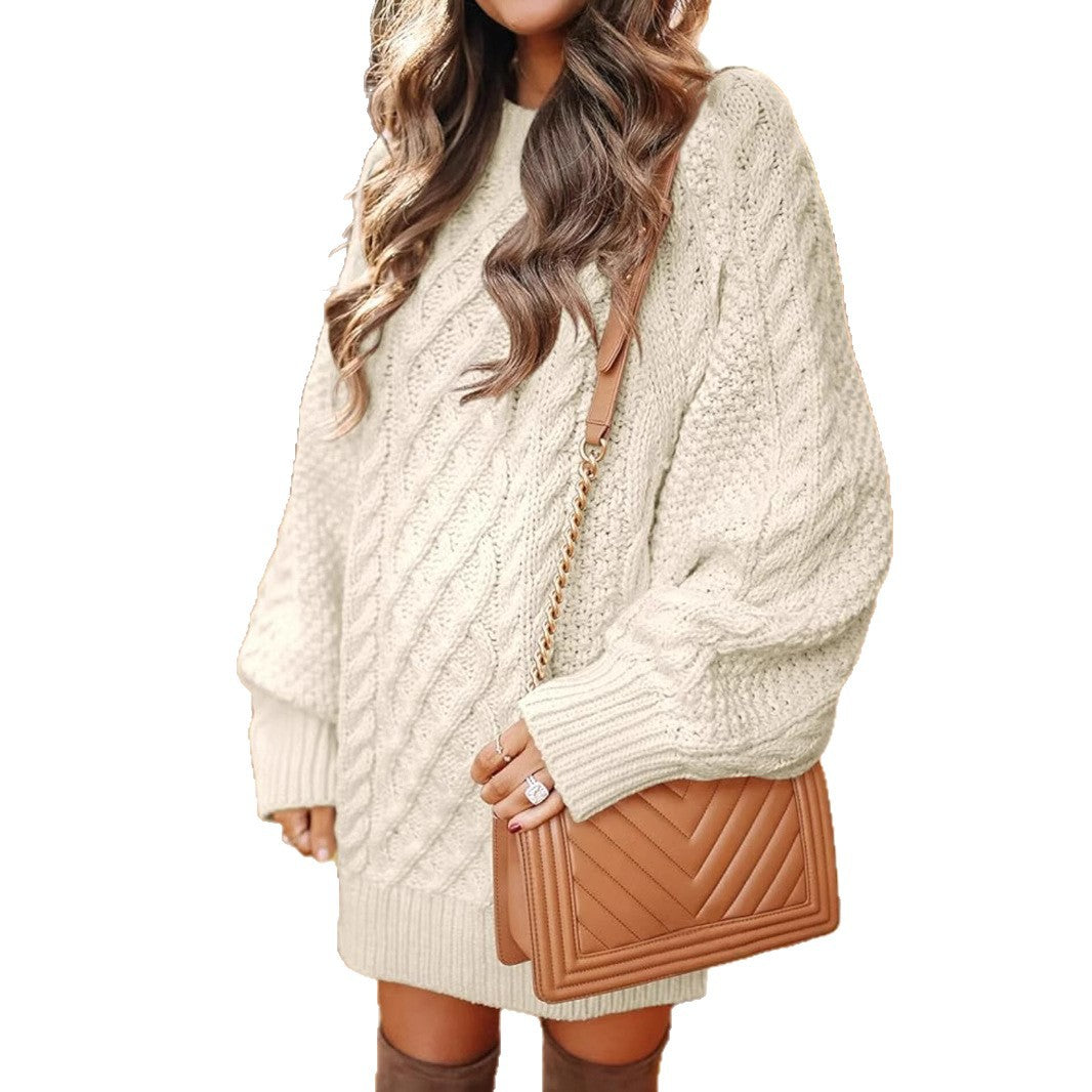 Damen Rundhals Strickkleid | Mini