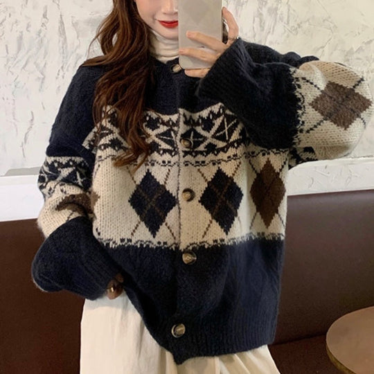 Norweger Strickjacke Damen Mit Knopfleiste | Muster