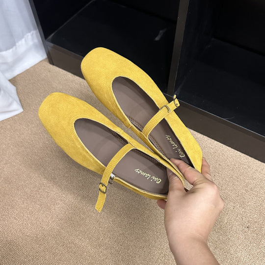 Elegante Schnalle Riemen solide Farbe Ballett-Flats