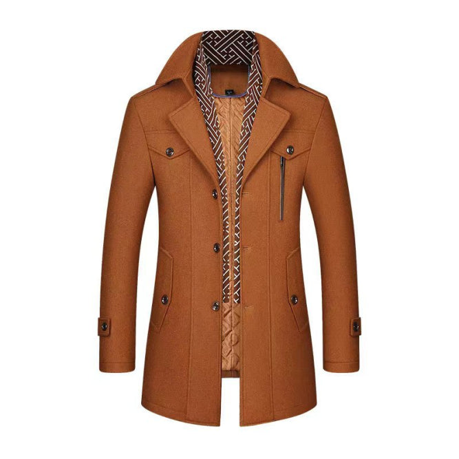 Herren Warmer Winter-Trenchcoat | Knopf Daunen