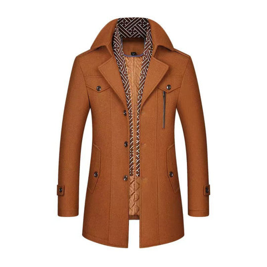 Herren Warmer Winter-Trenchcoat | Knopf Daunen
