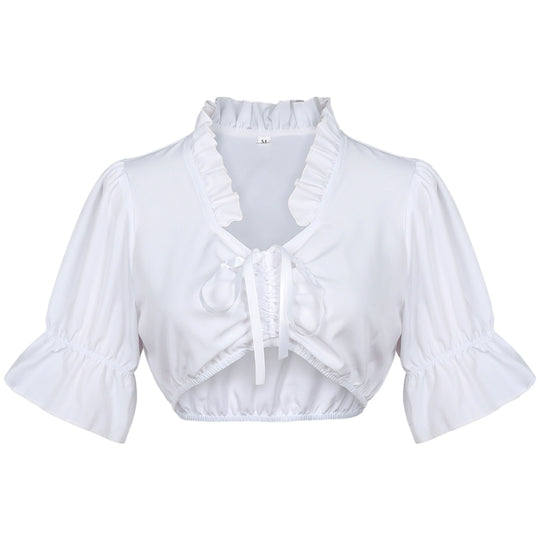 Damen Rüschenbesatz Kurzes Oktoberfest Dirndl Bluse | 2025