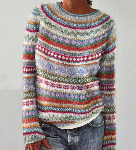 Strick Norweger Pullover für Damen | Langarm