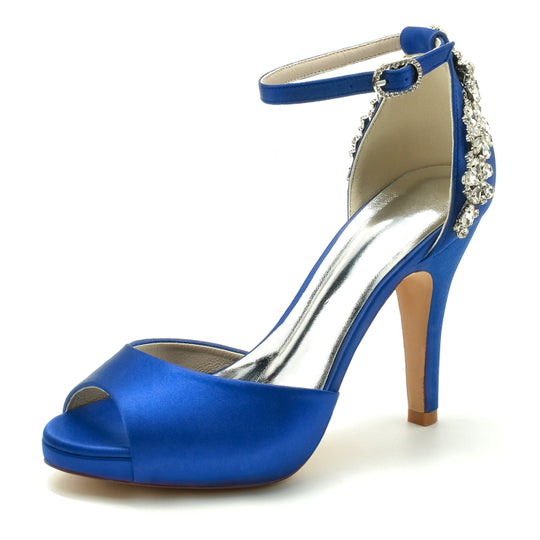 Damen Peep Zehe Braut Hochzeit Gast High Heels | Knöchelriemen