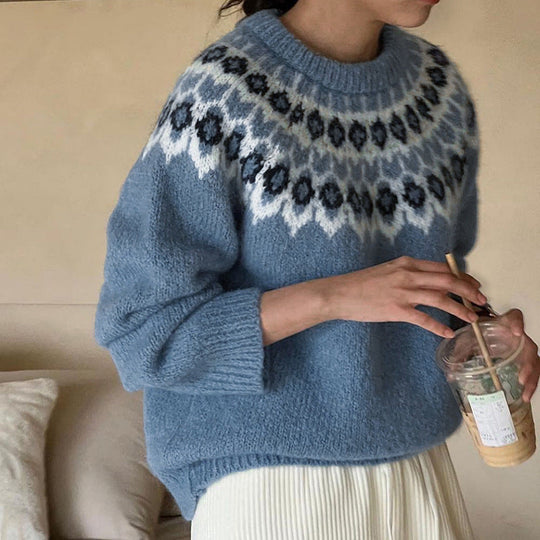 Lässiger Norweger Pullover Damen | Mit Muster