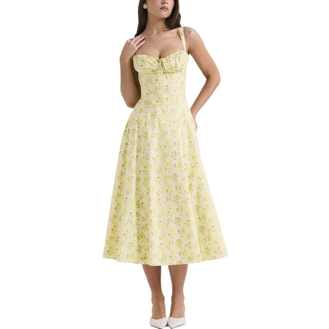 Damen Blumen Druck Hochzeitgast Kleid | Midi