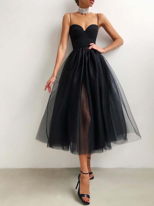 Trägerloses A-Linien-Ballkleid für Damen | Midi