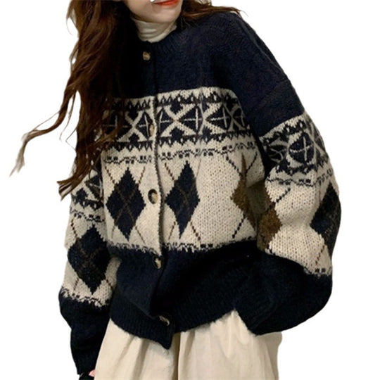 Norweger Strickjacke Damen Mit Knopfleiste | Muster