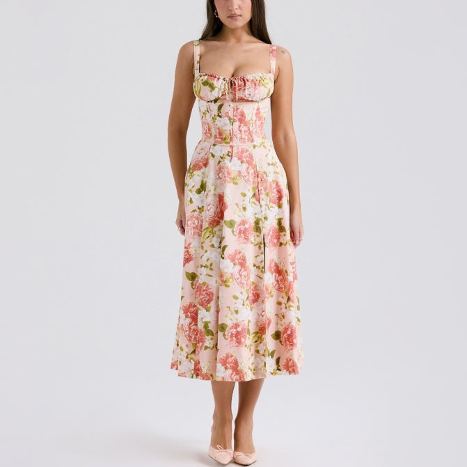 Damen Blumen Druck Hochzeitgast Kleid | Midi