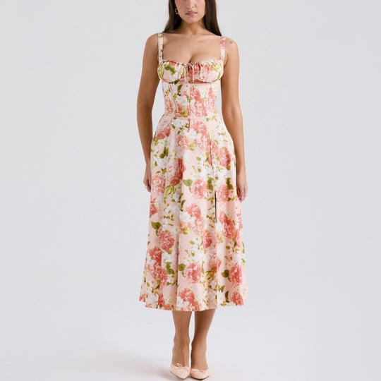 Damen Blumen Druck Hochzeitgast Kleid | Midi