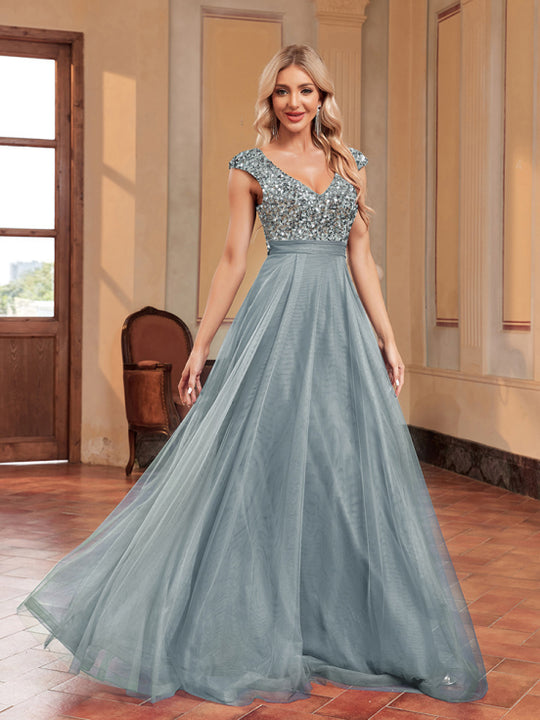 Abendkleid mit Pailletten für Damen | Maxi