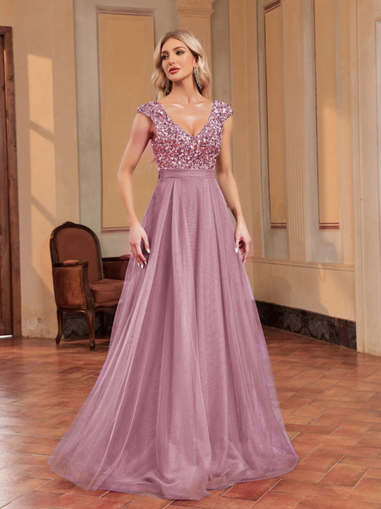 Abendkleid mit Pailletten für Damen | Maxi