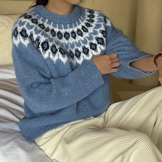Lässiger Norweger Pullover Damen | Mit Muster