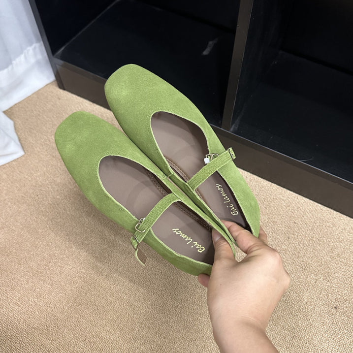 Elegante Schnalle Riemen solide Farbe Ballett-Flats
