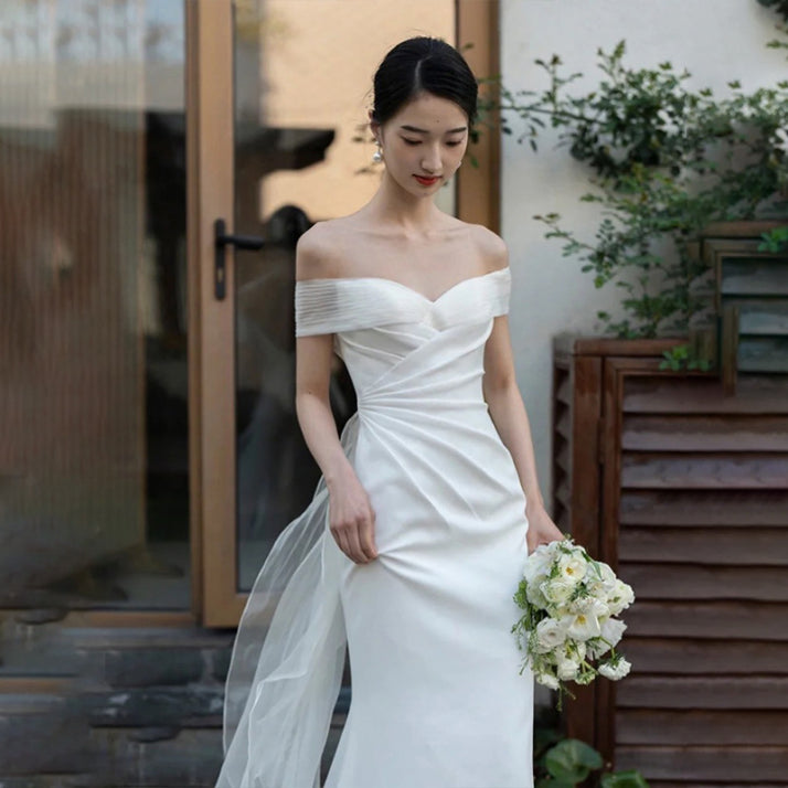 Weißes Brautkleid Im Meerjungfrauen Stil Für Damen | Maxi