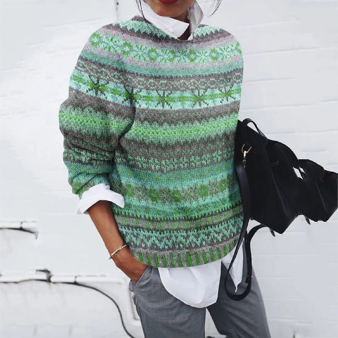 Rundhals Norweger Pullover Damen | Warm