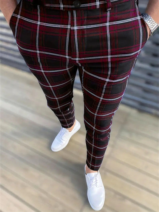 Herren Kariert Hose | Schlanke Passform