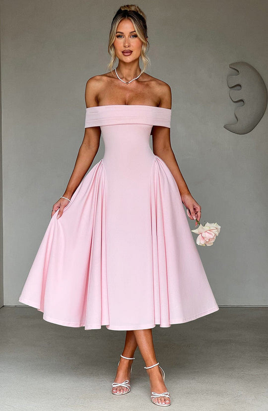 Formelles Schulterfreies Abendkleid Für Damen | Midi