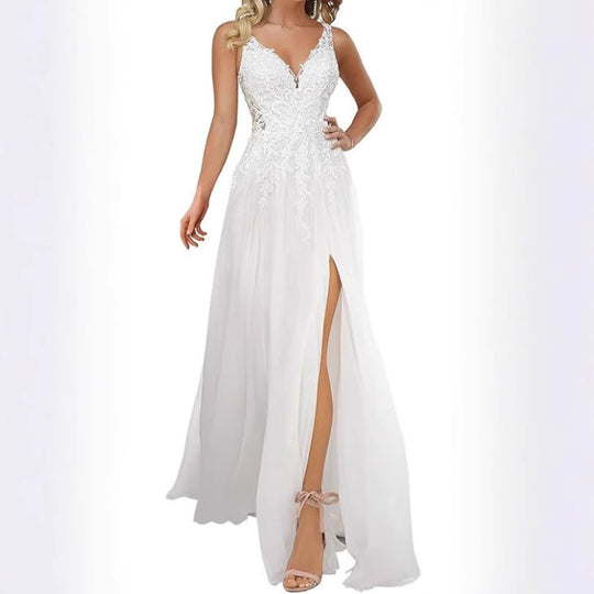 Weißes Brautkleid Mit V Ausschnitt Für Damen | Maxi