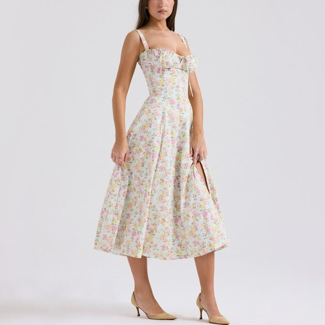 Damen Blumen Druck Hochzeitgast Kleid | Midi