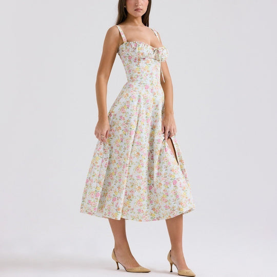 Damen Blumen Druck Hochzeitgast Kleid | Midi