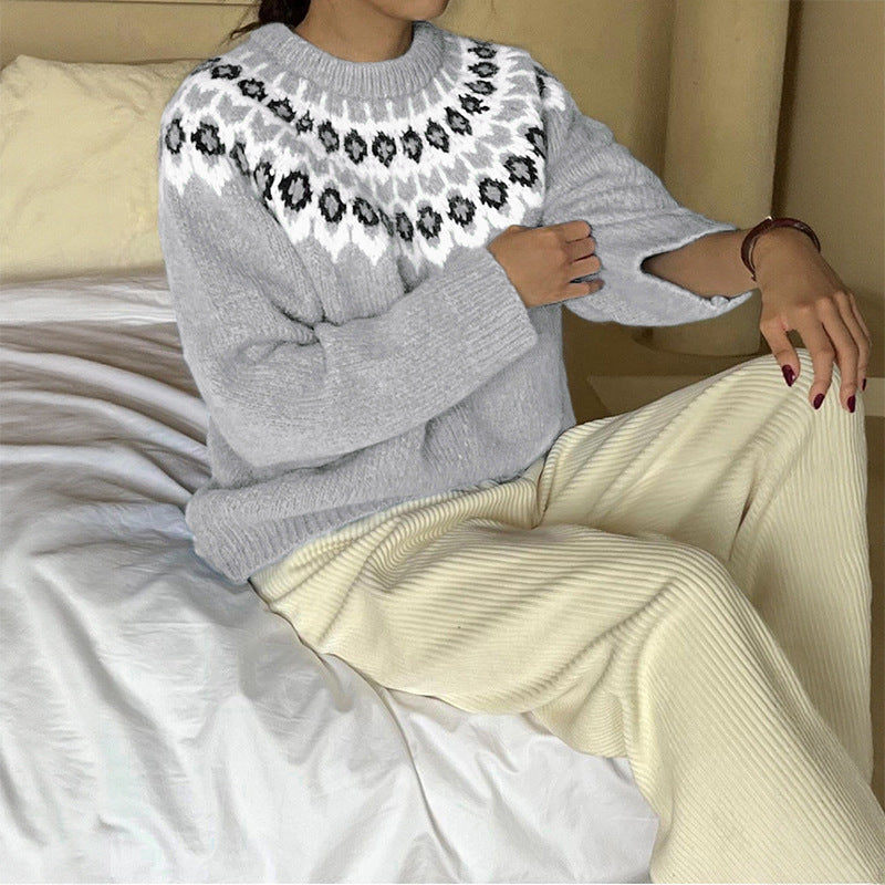 Lässiger Norweger Pullover Damen | Mit Muster